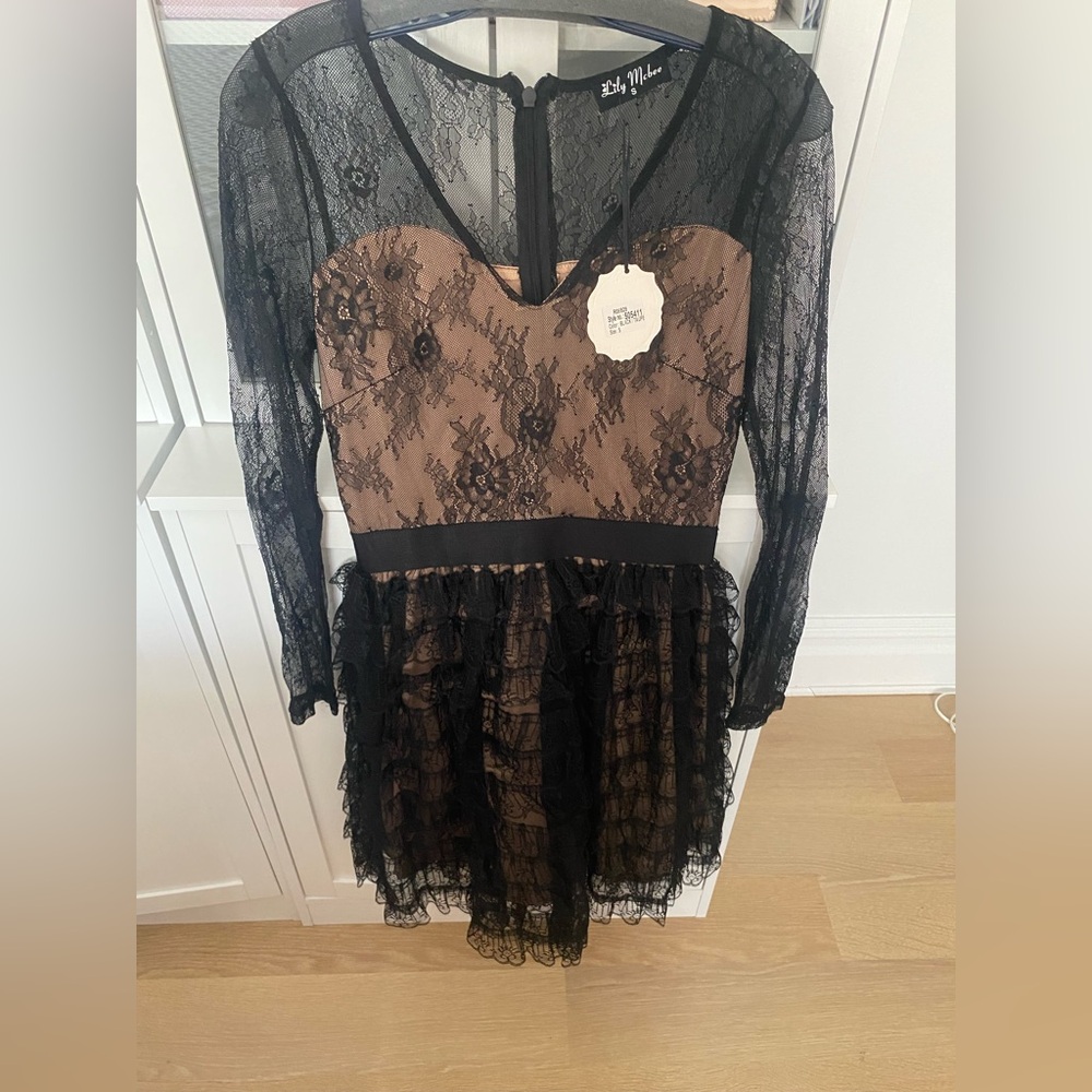 Black Lace Overlay Dress